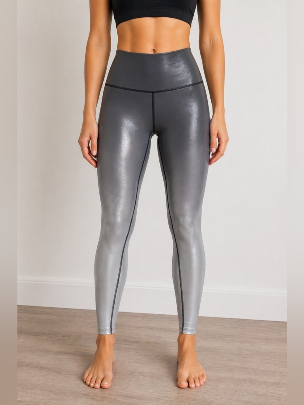 Lululemon Wunder Train High-Rise Tight 25” Gray Ombre Foil Leggings Size 6 EUC